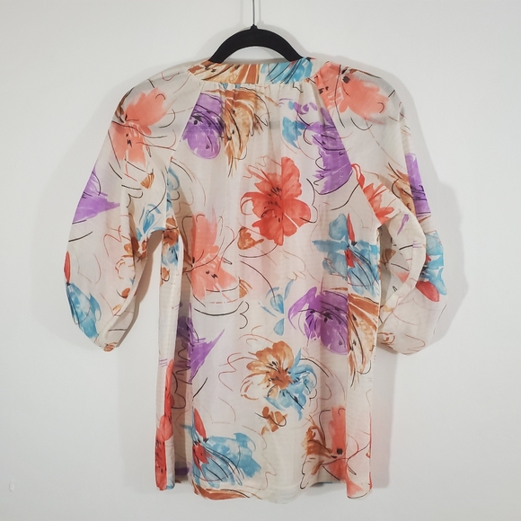 Vintage 1960s Wash N'Wear floral blouse - Picture 3 of 6